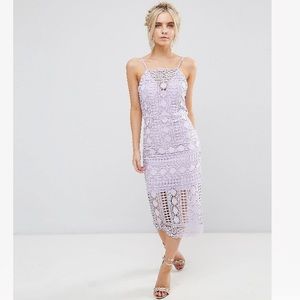 Chi Chi London Petit High Neck Lace Midi Dress